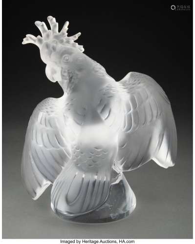 Lalique Clear and Frosted Glass Ara Cockatoo Figure Designed...