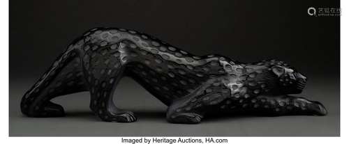 Lalique Onyx Glass Zeila Panther in Original Fitted Box, pos...