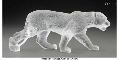 Lalique Clear and Frosted Glass Rajah Jaguar Figure, post-19...