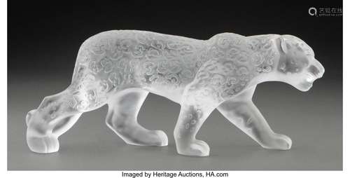 Lalique Clear and Frosted Glass Rajah Jaguar Figure, post-19...