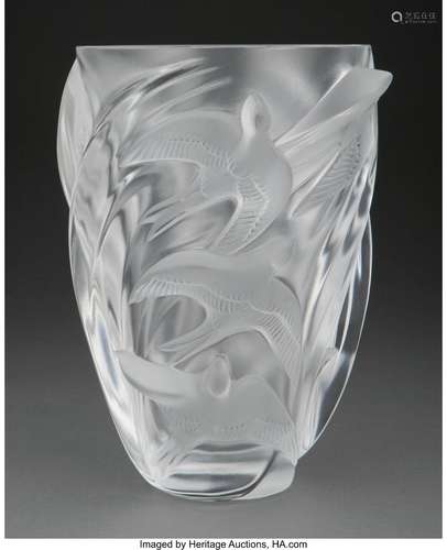 Lalique Clear and Frosted Glass Martinets Vase, post-1945 Ma...