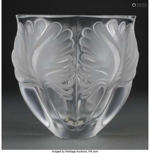 Lalique Clear and Frosted Glass Noailles Vase in Original Fi...