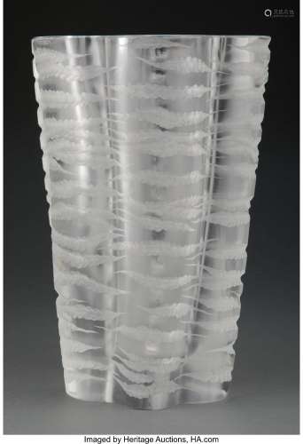 Large Lalique Clear and Frosted Glass Senlis Vase, post-1945...