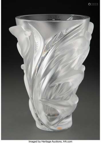 Lalique Clear and Frosted Glass Martinets Vase, post-1945 Ma...