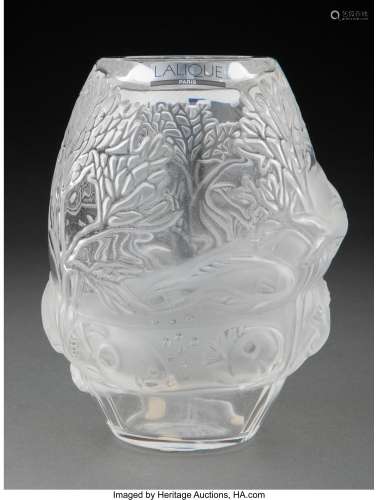 Lalique Clear and Frosted Glass Marina Vase in Original Fitt...