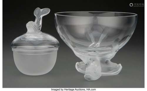 Lalique Clear and Frosted Glass Igor Caviar Set, post-1945 M...