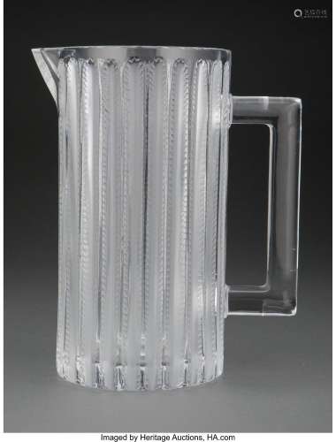 Lalique Clear and Frosted Glass Jaffa Pitcher, post-1945 Mar...