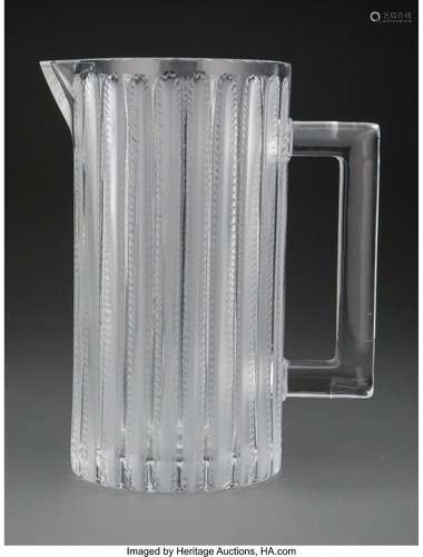 Lalique Clear and Frosted Glass Jaffa Pitcher, post-1945 Mar...