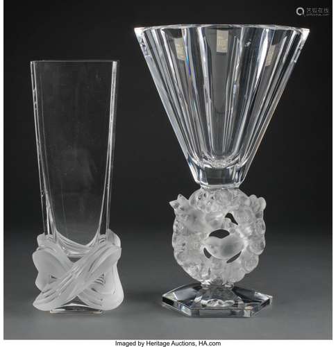 Two Lalique Clear and Frosted Glass Vases, post-1945 Marks: ...