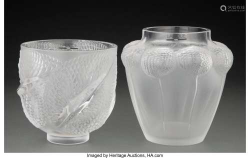 Two Marie Claude Lalique for Lalique Clear and Frosted Glass...