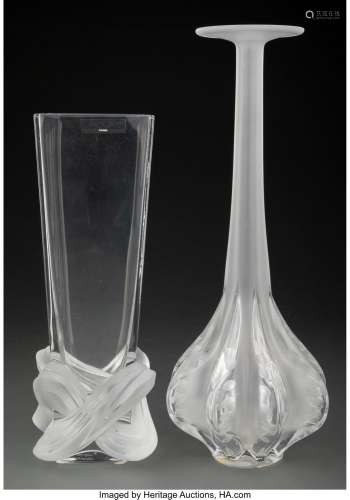 Two Lalique Clear and Frosted Glass Vases, post-1945 Marks: ...