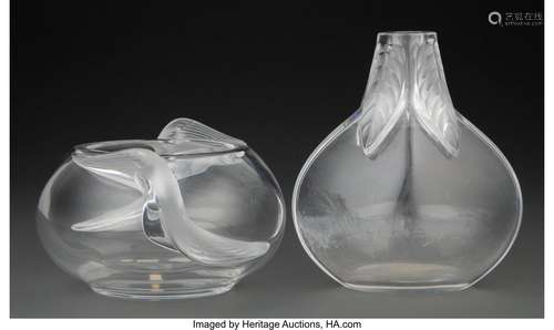 Two Lalique Clear and Frosted Glass Vases, post-1945 Marks: ...