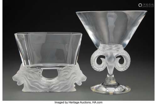 Two Lalique Clear and Frosted Glass Table Articles, post-194...