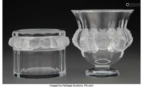 Lalique Clear and Frosted Glass Dampierre Vase with Sparrow ...