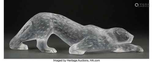 Lalique Clear and Frosted Glass Zeila Panther in Original Fi...