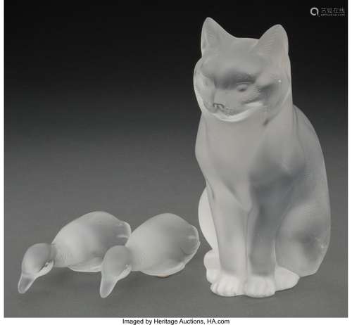 Three French Clear and Frosted Glass Figurines, post-1945 Ma...