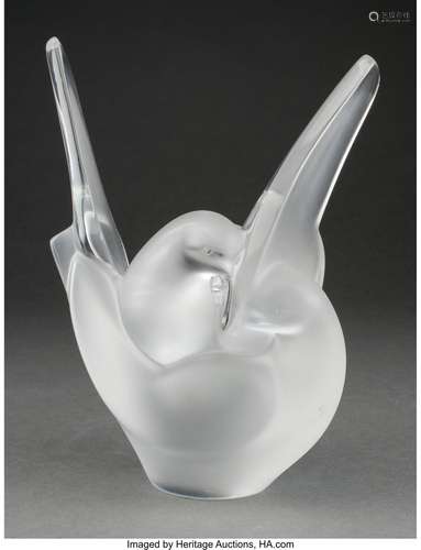 Lalique Clear and Frosted Glass Sylvie Vase with Flower Frog...