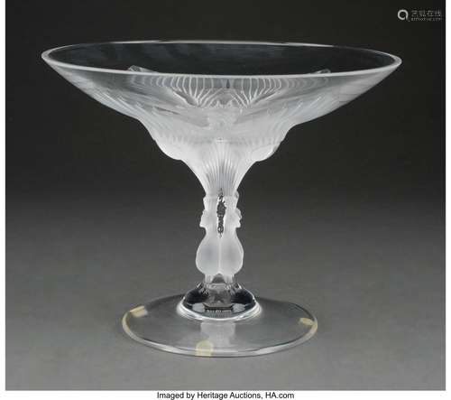 Lalique Clear and Frosted Glass Virginia Compote Original Fi...