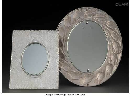 Two Lalique Clear and Frosted Glass Table Articles, post-194...