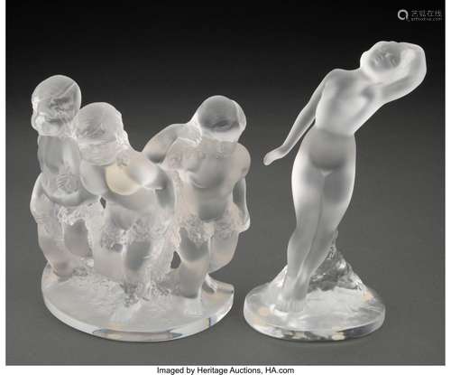 Two Lalique Clear and Frosted Glass Articles, post-1945 Mark...