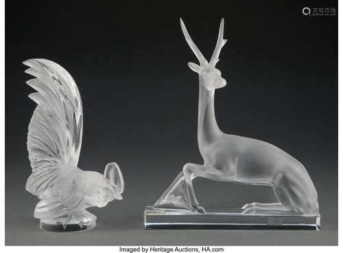 Two Lalique Clear and Frosted Glass Animal Figures, post-194...