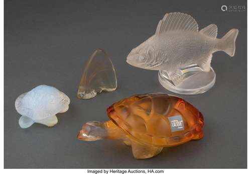 Group of Four Lalique Glass Animal Figures with Three Origin...