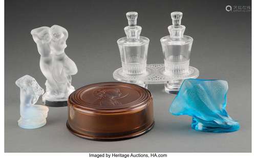 Five Lalique Glass Articles Marks to four: Lalique France 5-...