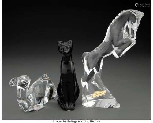 Three Baccarat Glass Figures, late 20th century Marks: BACCA...