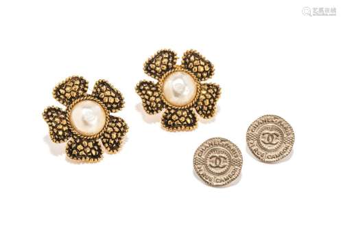 TWO PAIRS OF VINTAGE CHANEL EARRINGS