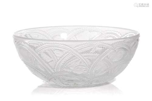 LALIQUE FRANCE PINSONS GLASS BOWL