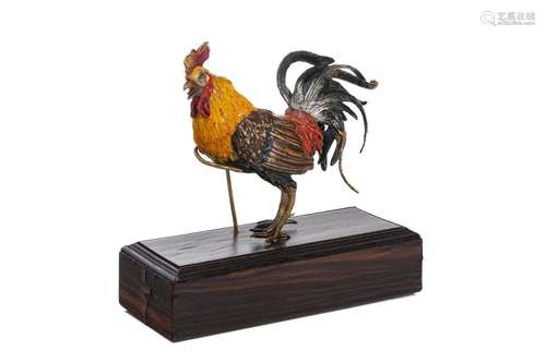 COLD PAINTED BRONZE OF A ROOSTER