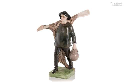 GOLDSCHEIDER PORCELAIN FIGURE OF FISHERMAN