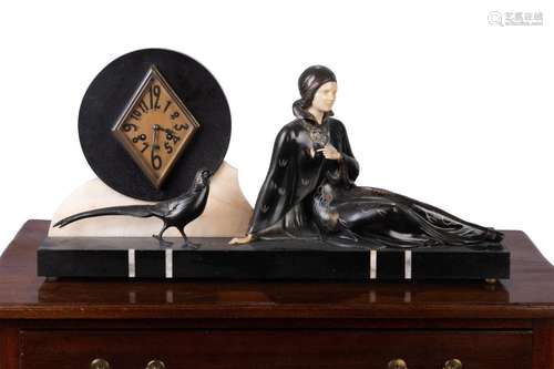 ART DECO FIGURAL MANTLE CLOCK