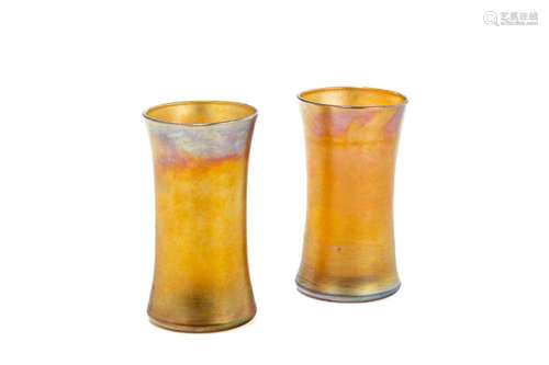 PAIR OF TIFFANY FAVRILE GLASS BEAKERS