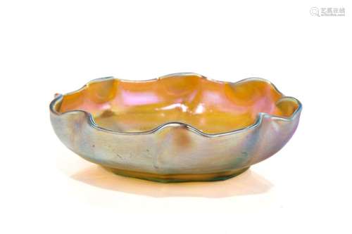 TIFFANY FAVRILE SCALLOPED GLASS DISH