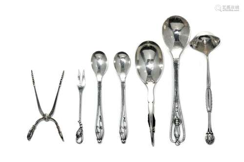 SEVEN GEORG JENSEN DANISH SILVER PCS OF FLATWARE