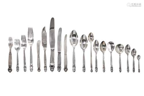 231 PC GEORG JENSEN ACORN PATTERN SILVER FLATWARE