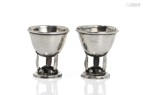 TWO POUL PETERSEN CANADIAN SILVER EGG CUPS