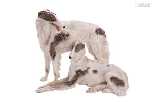 AUSTRIAN POTTERY FIGURE OF DOGS