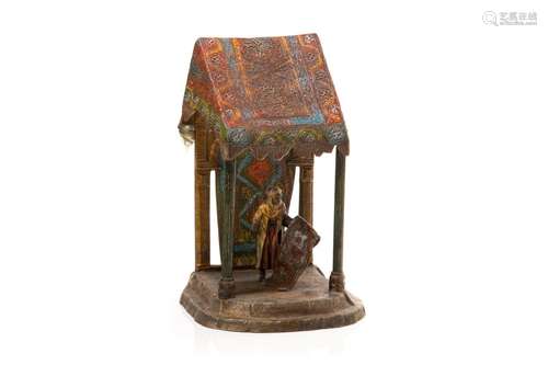 AUSTRIAN ORIENTALIST COLD PAINTED METAL TABLE LAMP