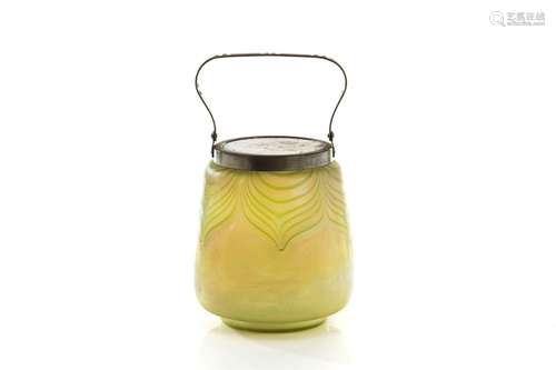 ART NOUVEAU IRIDESCENT GLASS BISCUIT JAR