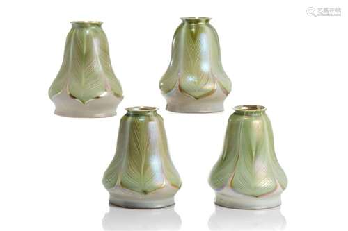 FOUR ART NOUVEAU GLASS SHADES