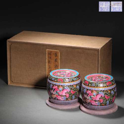 Qing Dynasty,Enamel Painted Flowers Jars