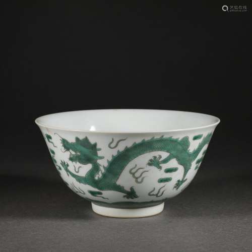 Green Colored Dragon Pattern Bowl