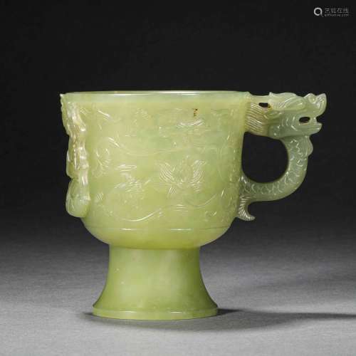 Ming Dynasty or Before,Hetian Jade Beast Head Cup