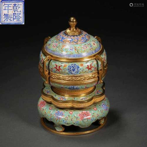 Qing Dynasty,Painted Enamel Flower Aromatherapy