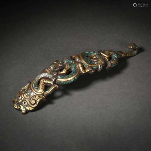 Ming Dynasty or Before,Inlaid Gold and Silver Beast Head Bel...