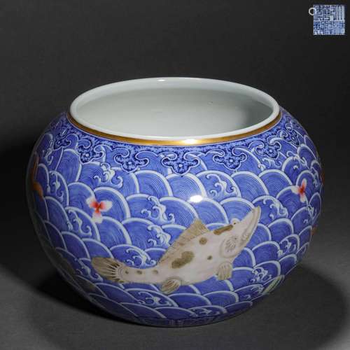 Qing Dynasty,Famille Rose Fish Pattern Washing