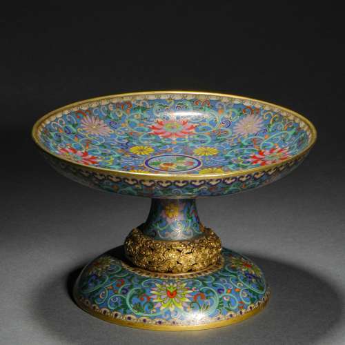 Qing Dynasty,Cloisonne Flowers Fruit Plate