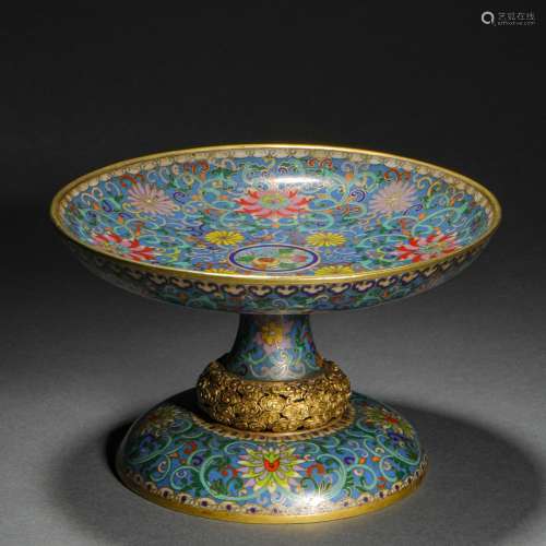Qing Dynasty,Cloisonne Flowers Fruit Plate